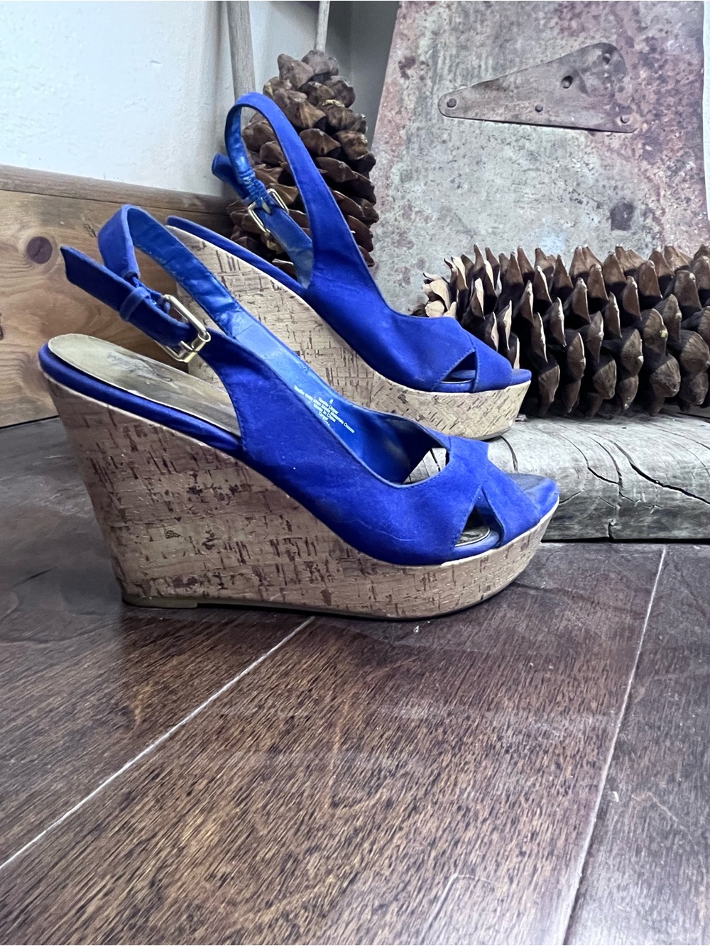 Target Royal Blue Cork Wedge Slingback Sandals - Women
